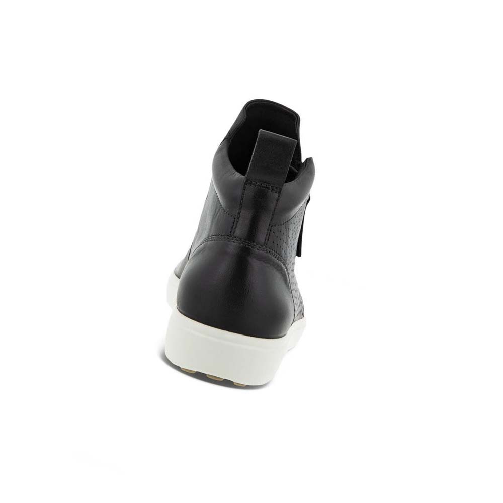 Women's Ecco Soft 7 Perforated Ankle Sneakers Black | USA 237PJJ